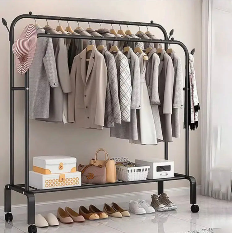 Double Pole Cloth Hanging Stand x Single Shoe Rack by Metallics Home