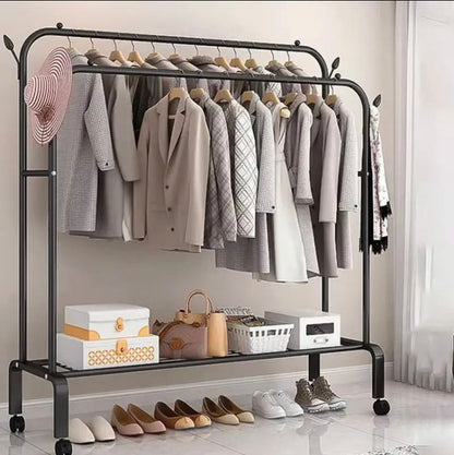 Double Pole Cloth Hanging Stand x Single Shoe Rack by Metallics Home
