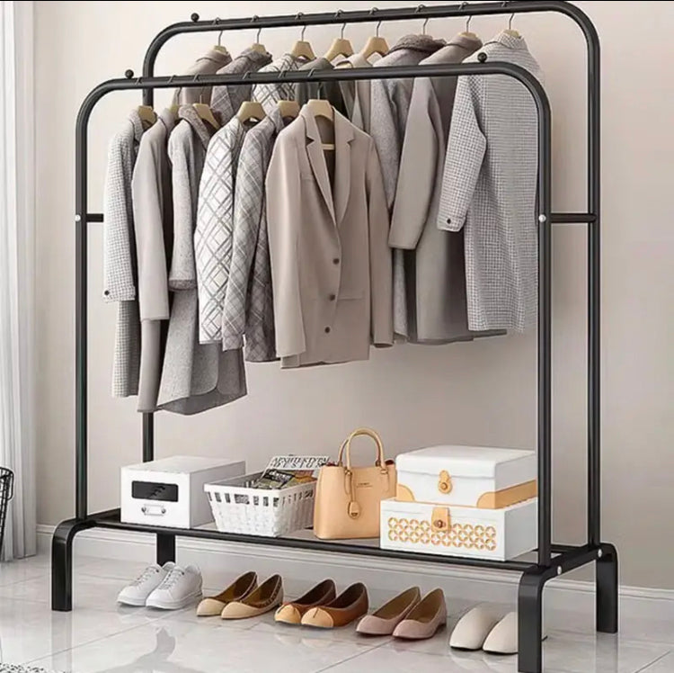 Double Pole Cloth Hanging Stand x Single Shoe Rack by Metallics Home