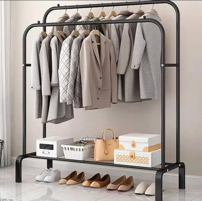 Double Pole Cloth Hanging Stand x Single Shoe Rack by Metallics Home